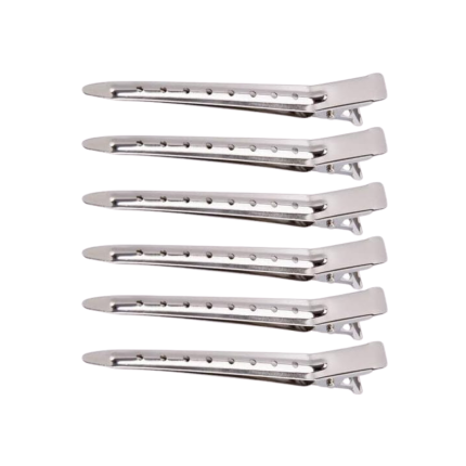 Tomadores / Pinzas Metalicos Plateados 12 uds.