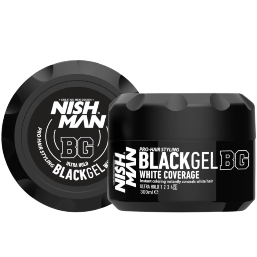 gel-de-peinar-nish-man-black-gel-300ml-extravagantebarber Gel de Peinar NISH MAN BlackGel 300ml - Imagen 1