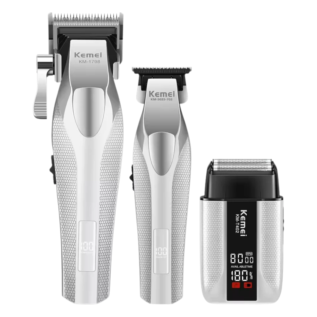 combo-kemei-plateado-1-extravagantebarber Combo KEMEI 3023 - Imagen 1