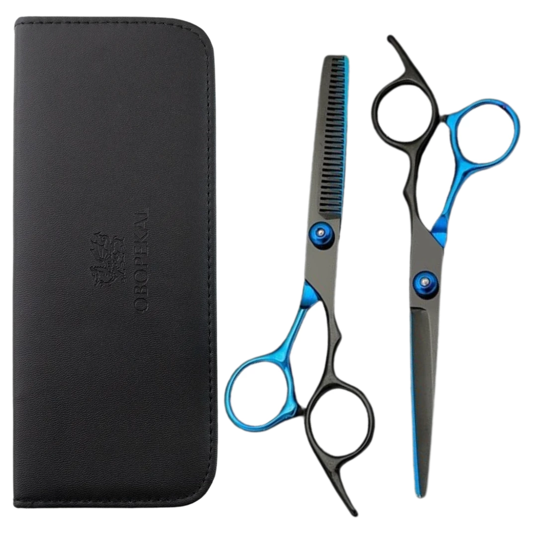 tijeras-obopekal-negro-azul-6-extravagantebarber Pack Tijeras OBOPEKAL 6,0" Negro - Azul - Imagen 1
