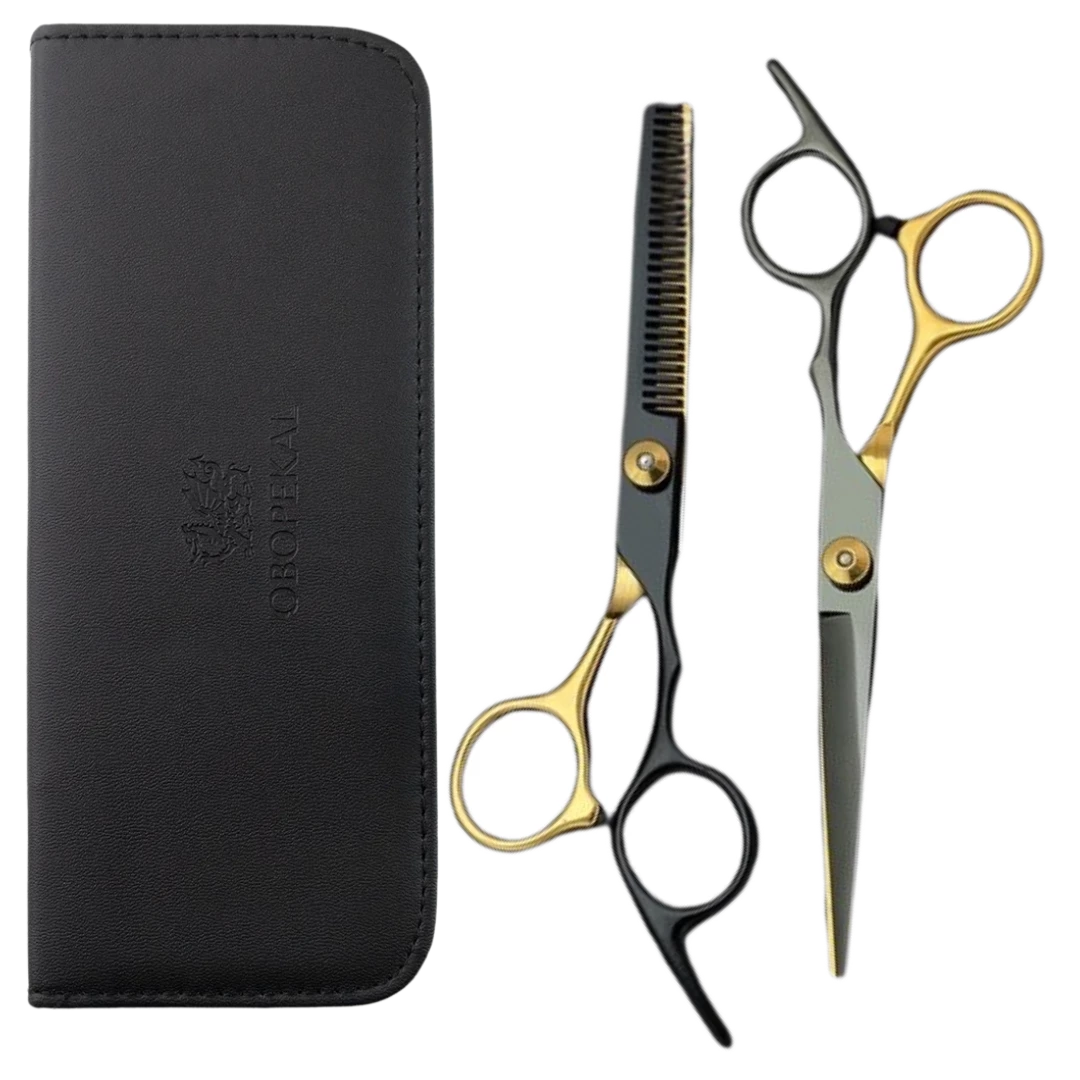tijeras-obopekal-negro-dorado-6-extravagantebarber Pack Tijeras OBOPEKAL 6,0" Negro-Dorado - Imagen 1