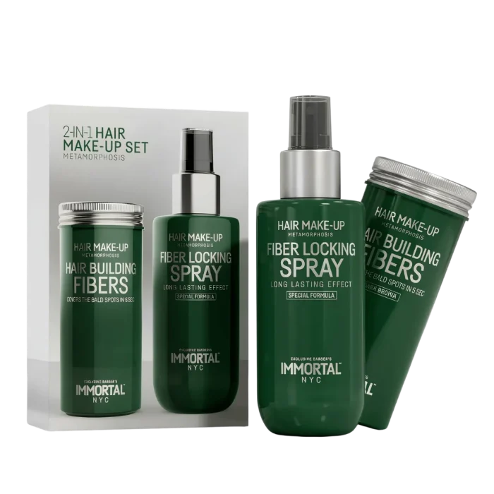 Set Fibra Capilar & Spray Fijadora IMMORTAL Negro 150ml - Imagen 2